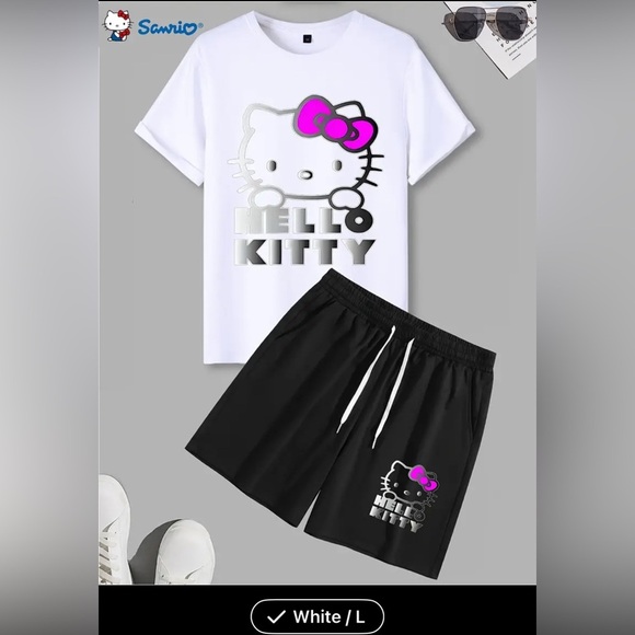 Hello Kitty White and Black T-Shirt and Shorts Set - Picture 1 of 5